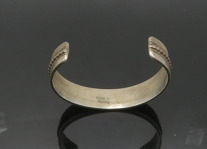 RON Y. NAVAJO 925 Silver  Vintage Dark Tone Bubble Twist Cuff Bracelet  BT8362