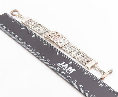 925 Sterling Silver Vintage Bracelet Classic Multi Strand Braided Link  BT12055
