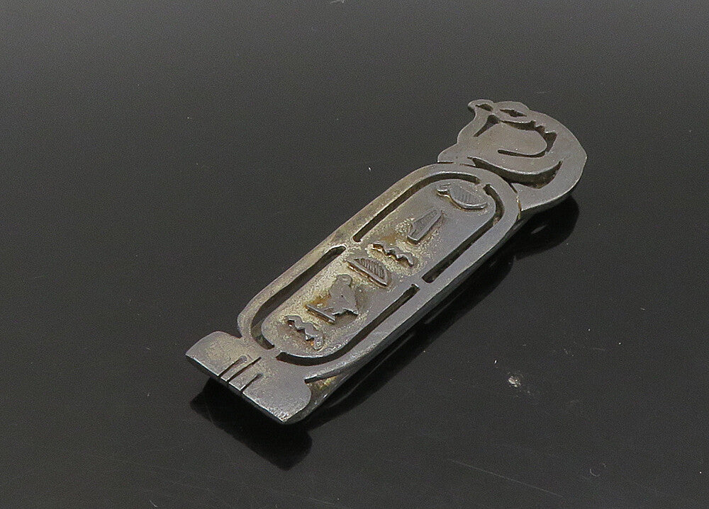 MIDDLE EAST 925 Silver Vintage Hieroglyphics Cartouche Money Clip TR3163