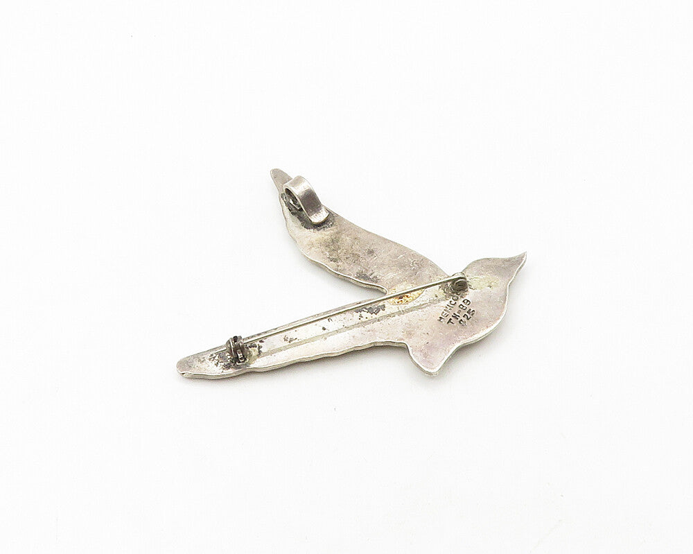 MEXICO 925 Sterling Silver  Vintage Dark Tone Flying Bird Brooch Pin  BP7187
