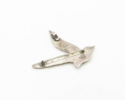 MEXICO 925 Sterling Silver  Vintage Dark Tone Flying Bird Brooch Pin  BP7187