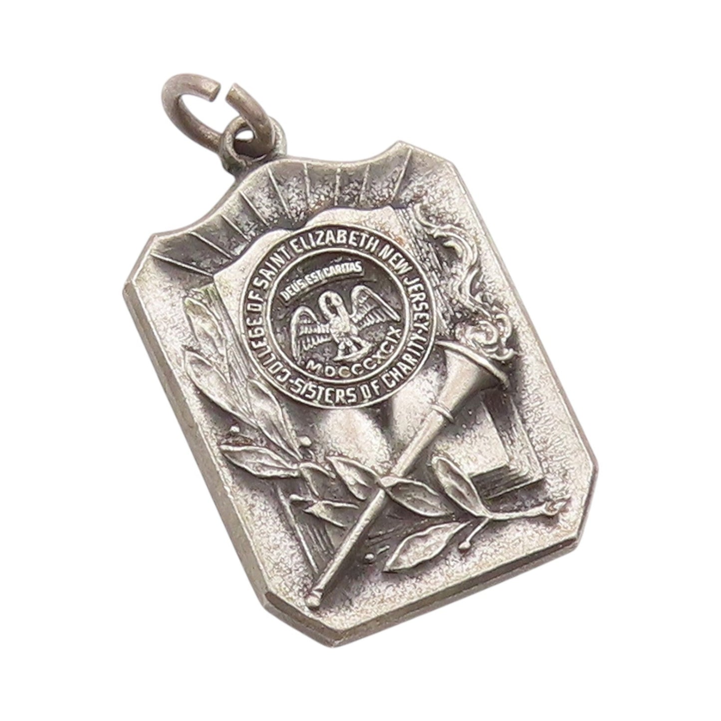 925 Sterling Silver Vintage Pendant 1943 St. Elizabeth Graduation Charm  PT24672