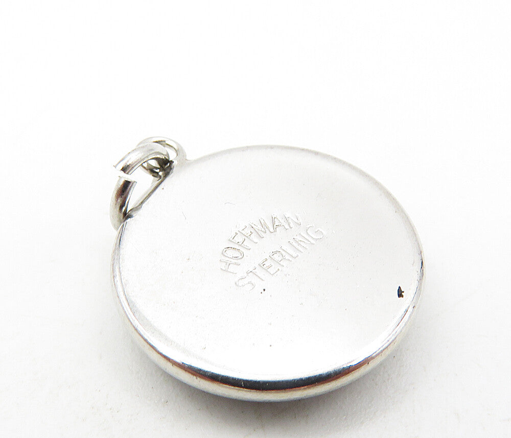 HOFFMAN 925 Sterling Silver Vintage Statue Of Liberty Round Pendant PT6773