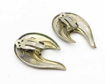 925 Sterling Silver  Vintage Enamel Coated Floral Non Pierce Earrings  EG5697
