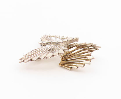 MEXICO 925 Sterling Silver  Vintage Shiny 2 Tone Butterfly Brooch Pin  BP8249