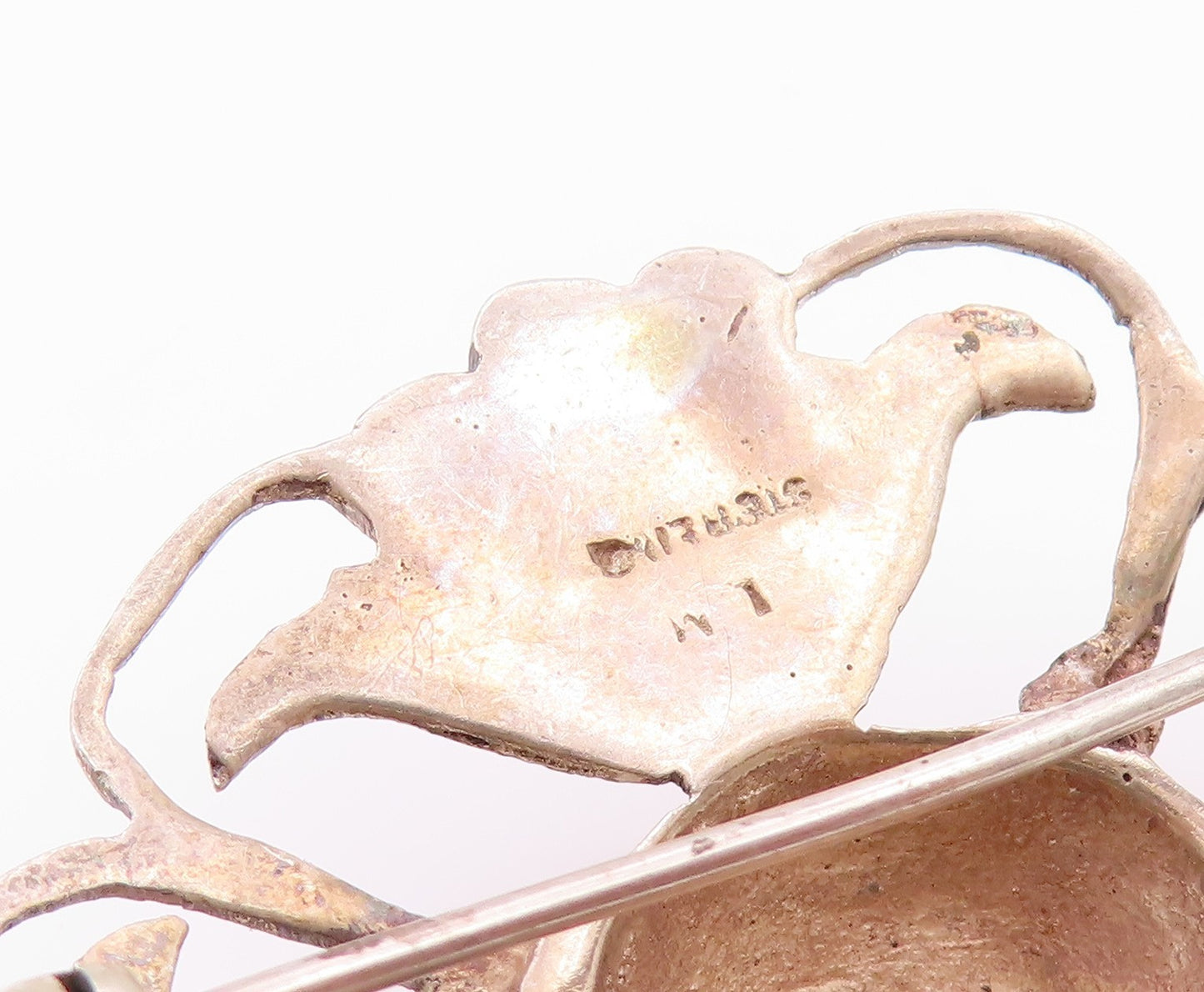 925 Sterling Silver Vintage Brooch Antique Cutout Floral Design  BP11588