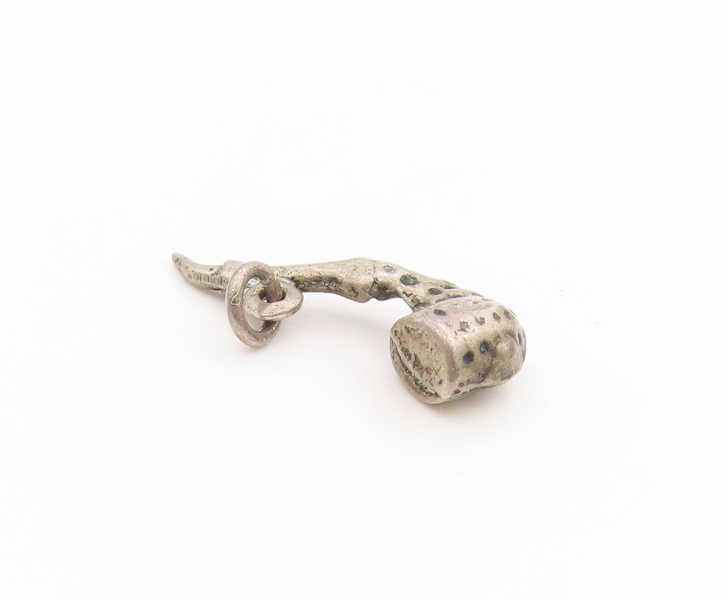 925 Sterling Silver Vintage Pendant Etched Dotted Piper Smoking Charm  PT24807