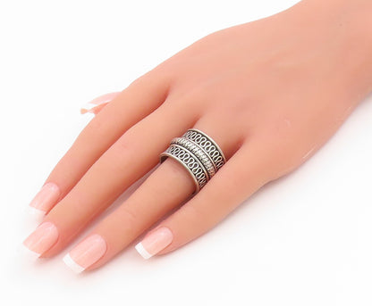 925 Sterling Silver Vintage Ring SUARTI BALI Rope Pattern Band  Sz 9.5  RG36102