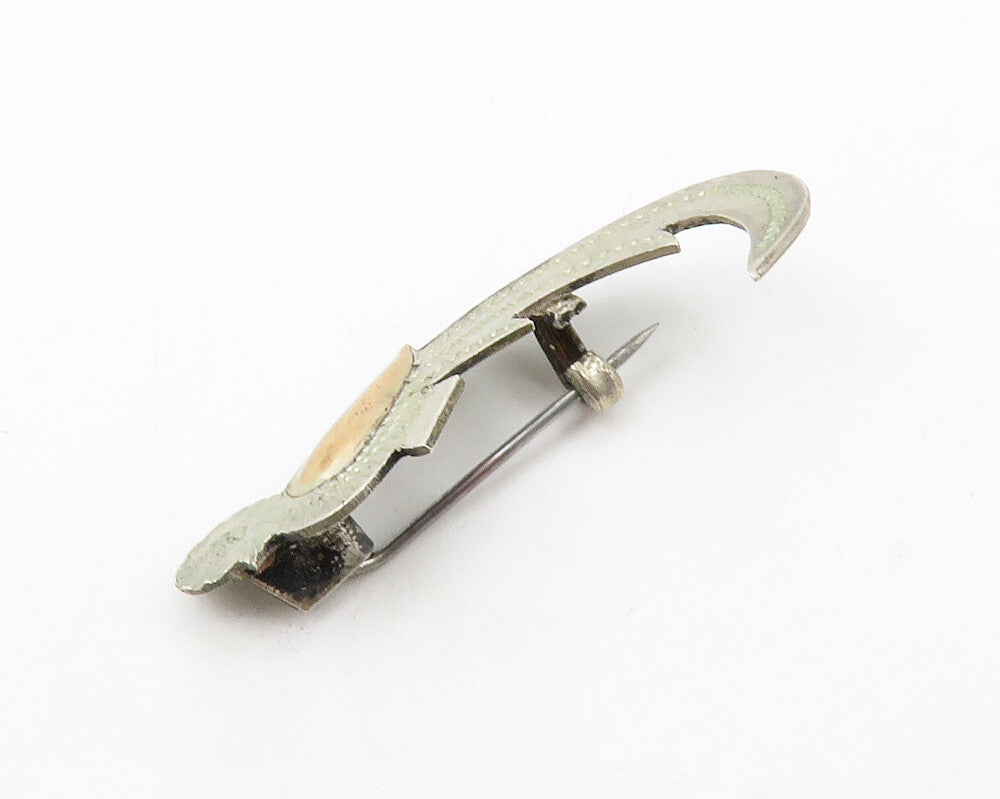 925 Sterling Silver & 18K GOLD  Vintage 2 Tone Etched Bird Brooch Pin  BP5224