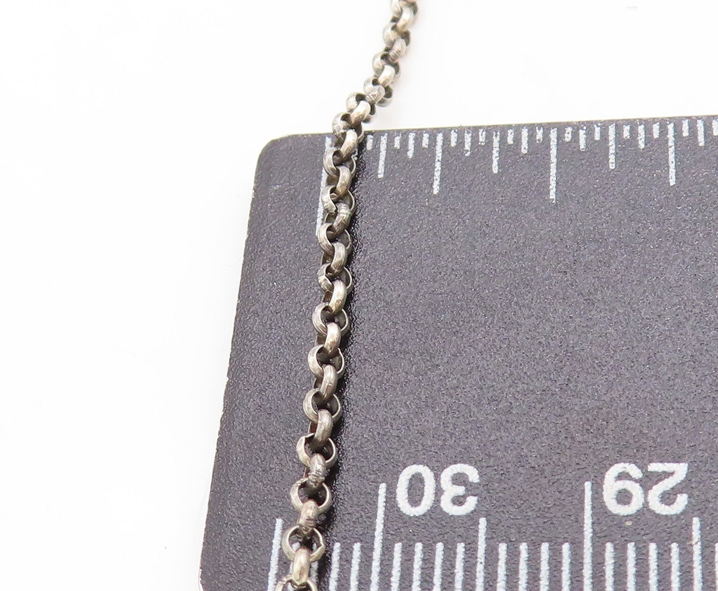BERIA 925 Silver  Vintage Pear Shape Blue Druzy Stone Chain Necklace  NE1384