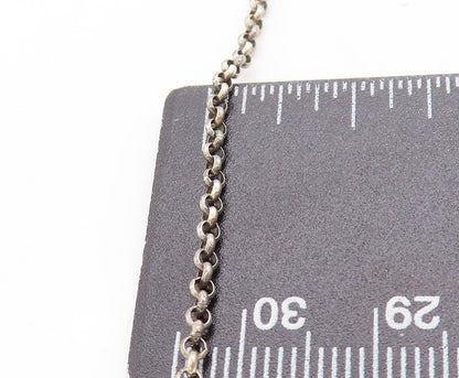 BERIA 925 Silver  Vintage Pear Shape Blue Druzy Stone Chain Necklace  NE1384