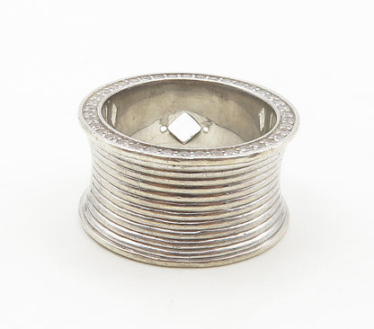 BELLE ETOILE 925 Silver  Cubic Zirconia Concave Ribbed Band Ring Sz 9  RG15953