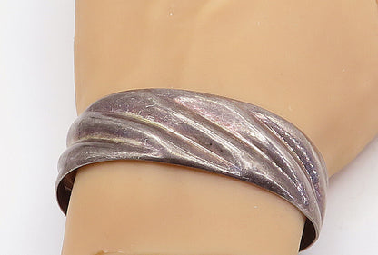 MEXICO 925 Sterling Silver  Vintage Dark Tone Fluted Cuff Bracelet  BT1452