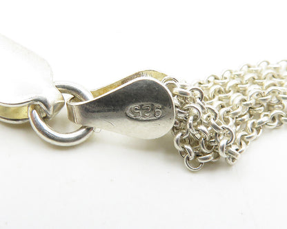 925 Silver & 14K GOLD  Vintage Love Heart Multi Strand Chain Necklace  NE3048