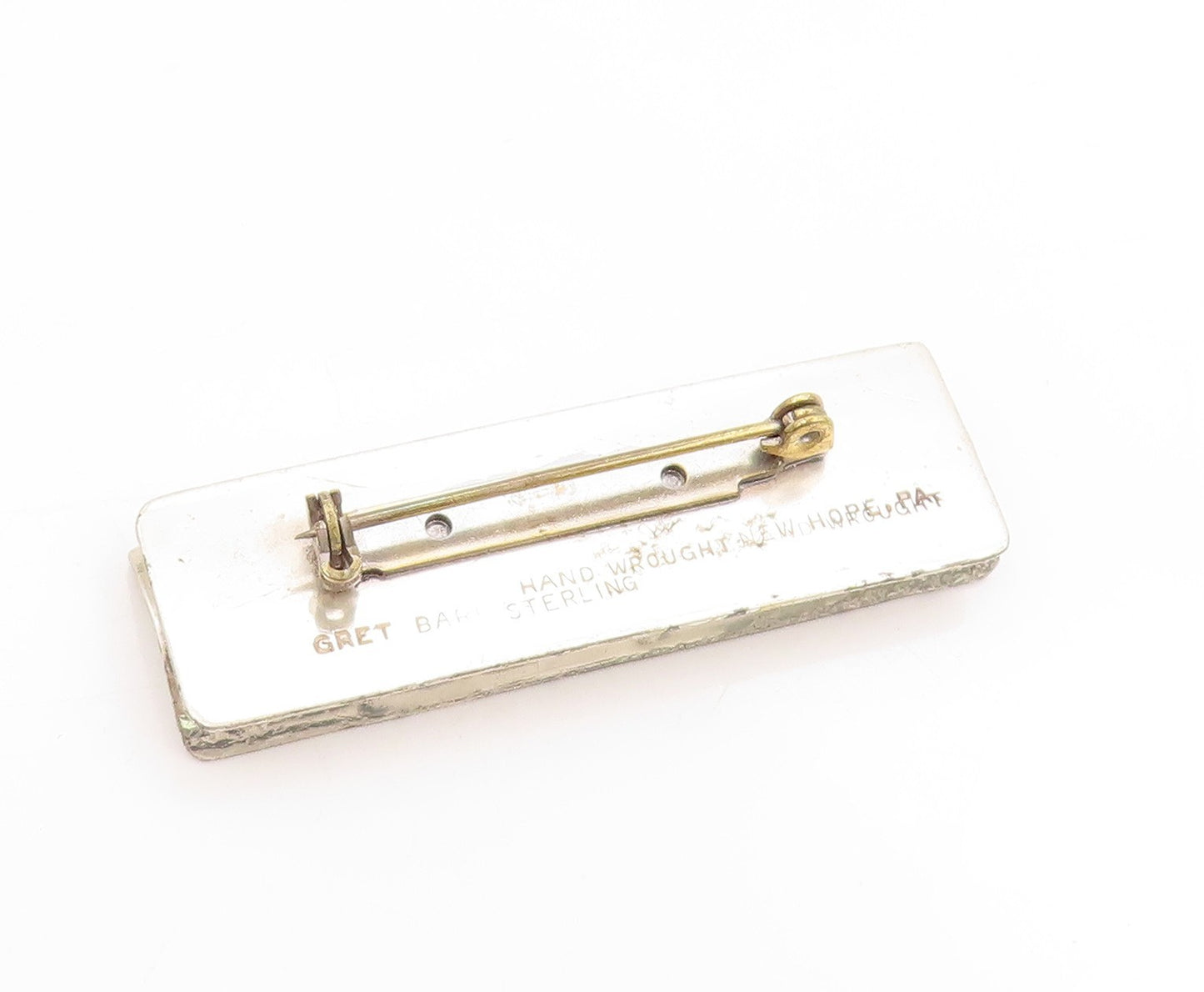 925 Sterling Silver Vintage Brooch Rectangular Engraved Floral Design  BP11919