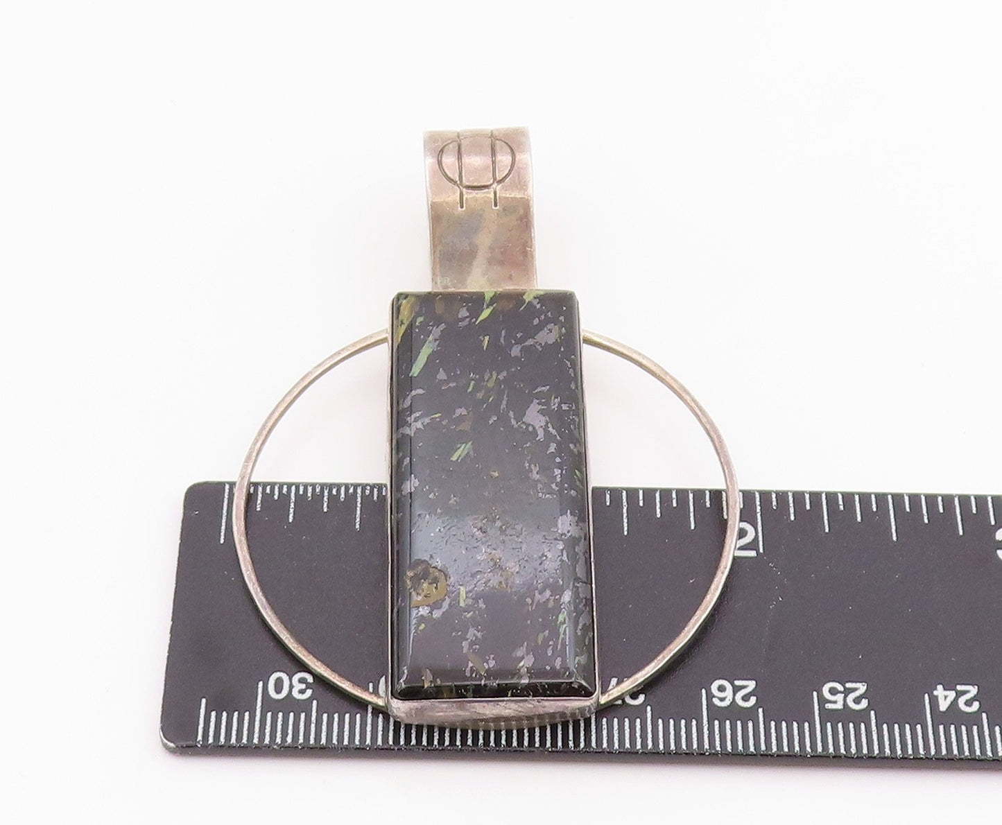 925 Sterling Silver Vintage Pendant DTR JAY KING Black Opal Circle Bar  PT26040