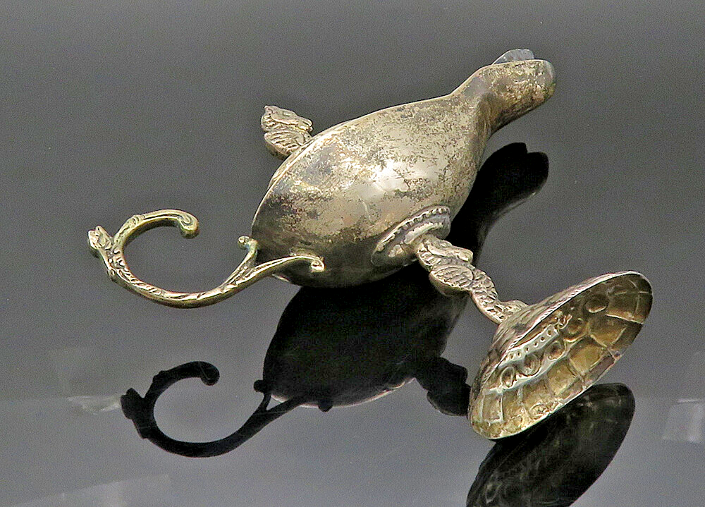 925 Sterling Silver  Vintage Antique Seahorse Motif Oil Candle (OPENS)  TR2849