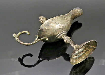 925 Sterling Silver  Vintage Antique Seahorse Motif Oil Candle (OPENS)  TR2849