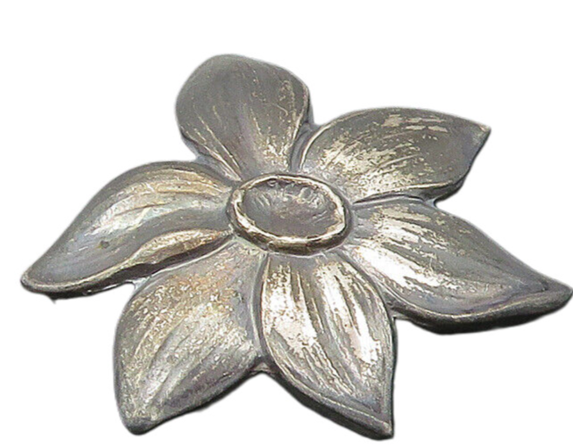 EILER & MARLOWE DENMARK 925 Silver  Vintage Oxidized Flower Brooch Pin  BP8707