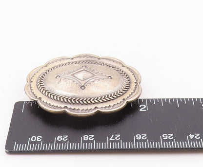 SOUTHWESTERN 925 Sterling Silver Vintage Etched Arrow Oval Floral Concho TR3320