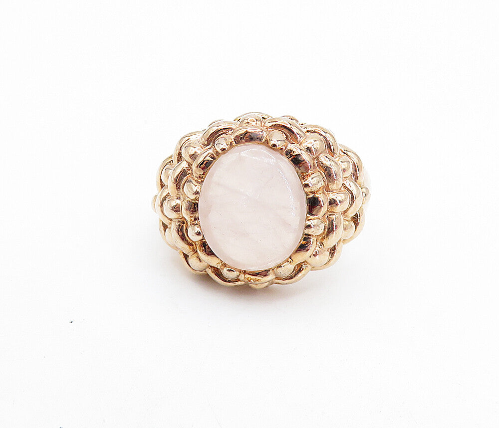 ROSS SIMON 925 Silver  Rose Quartz Weaved Dome Cocktail Ring Sz 9  RG6801