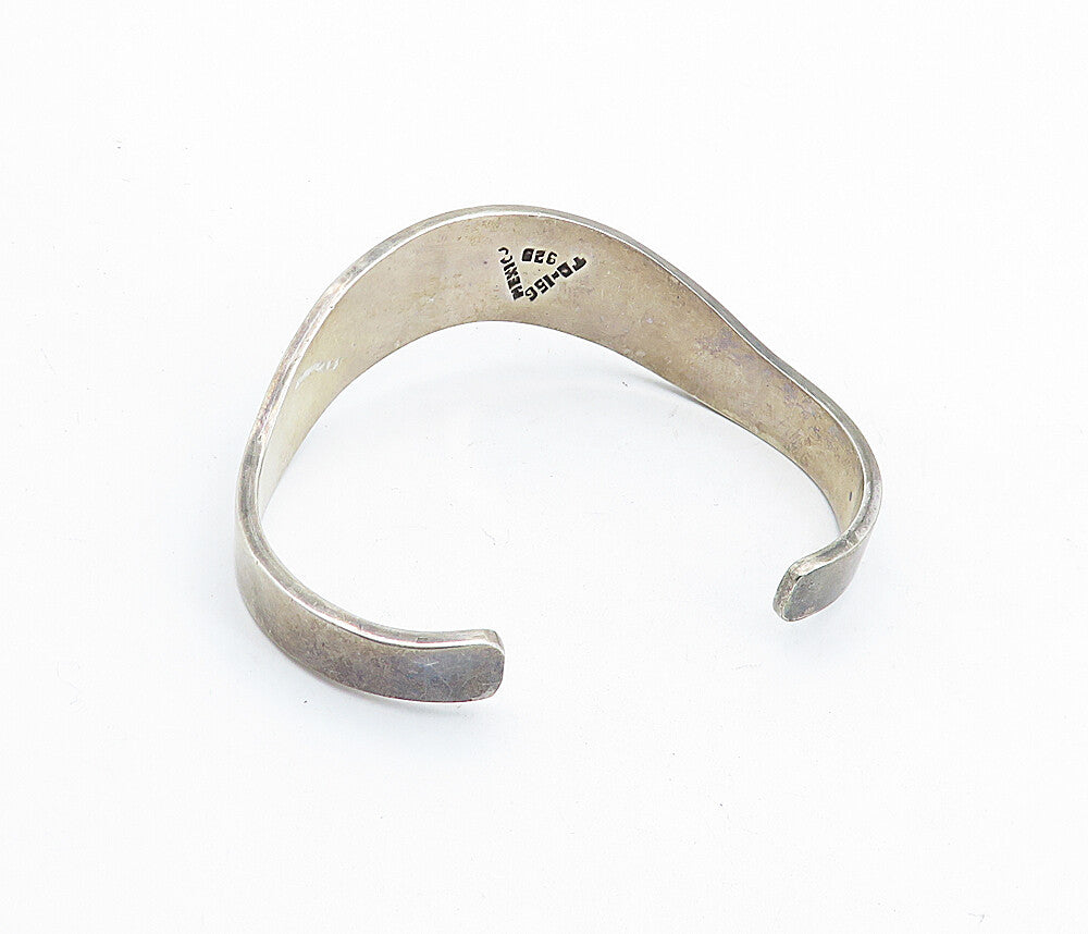 MEXICO 925 Sterling Silver  Vintage Enamel Patterned Cuff Bracelet  BT2013