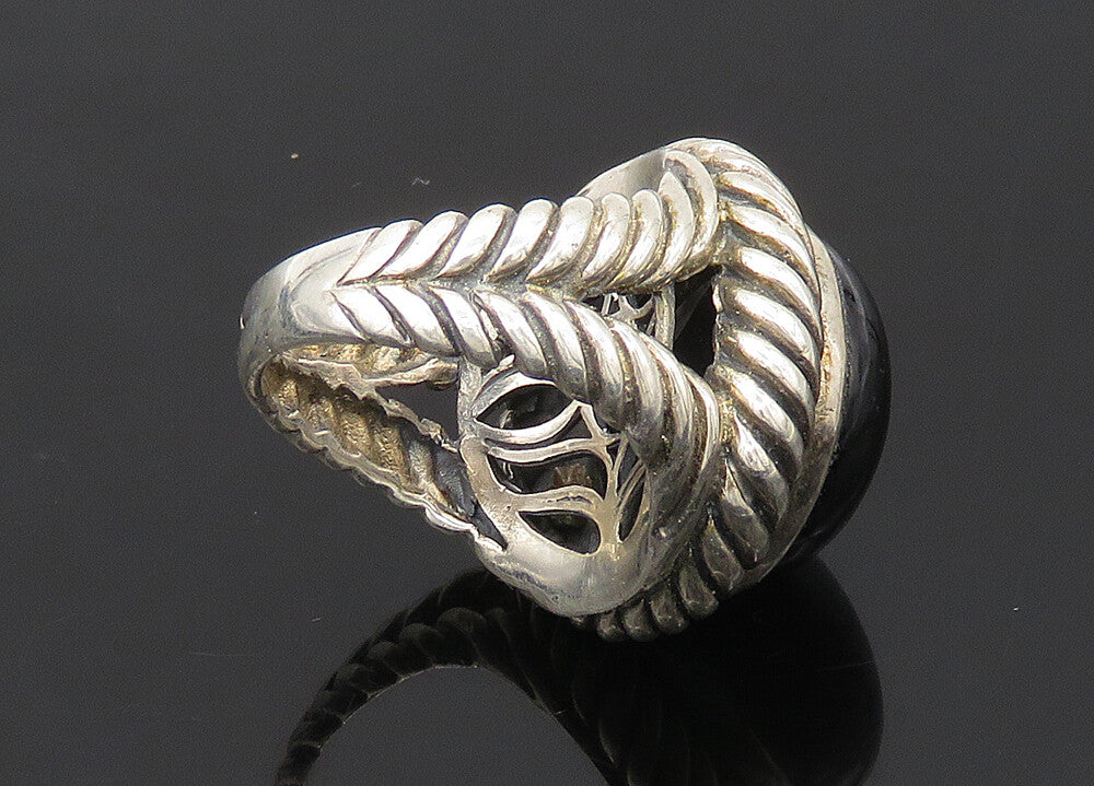 925 Sterling Silver  Vintage Cabochon Black Onyx Cocktail Ring Sz 5  RG22221