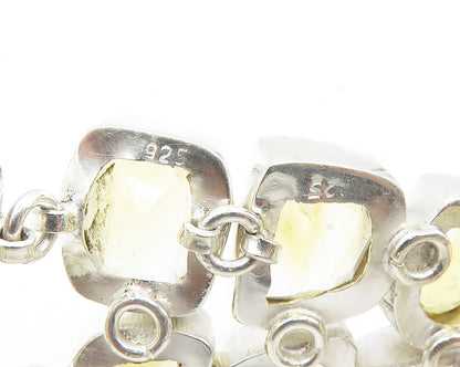 925 Sterling Silver  Shiny Faceted Citrine Cluster Chain Bracelet  BT7490