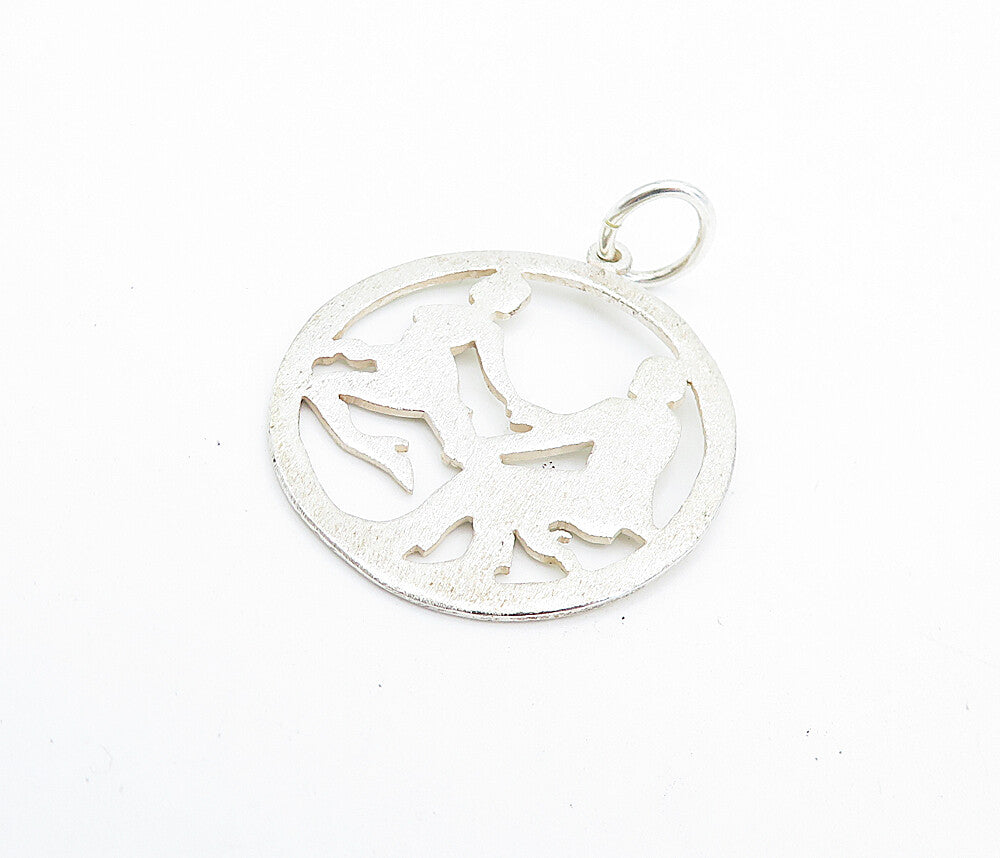 925 Sterling Silver Vintage Cutout Dancing Couple Silhouette Pendant PT5259