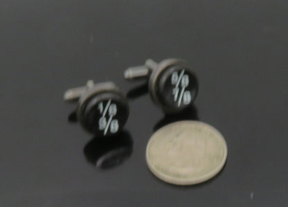 BBN ENGLAND 925 Sterling Silver  Vintage Dark Tone Round Cufflinks  TR2827