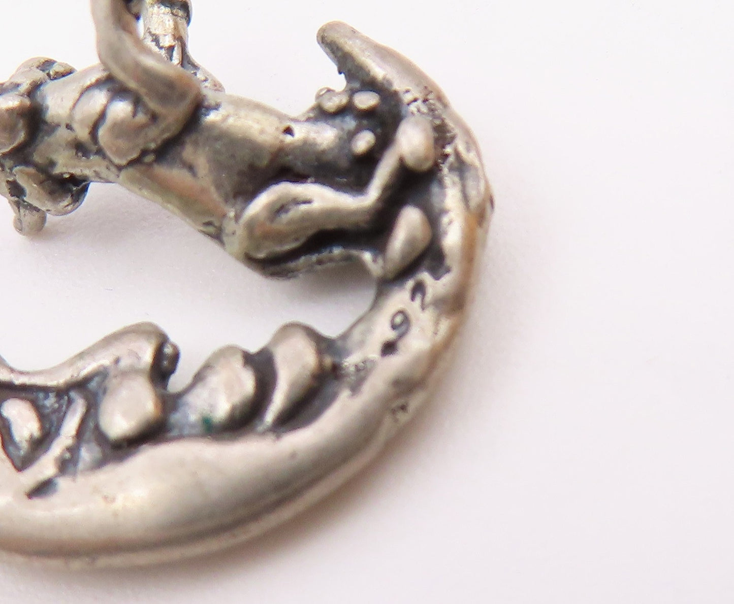 925 Sterling Silver  Vintage Petite Bull & Crescent Moon Face Pendant  PT18518