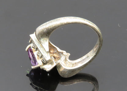 925 Sterling Silver  Vintage Prong Set Mystic Topaz Band Ring Sz 6  RG20421