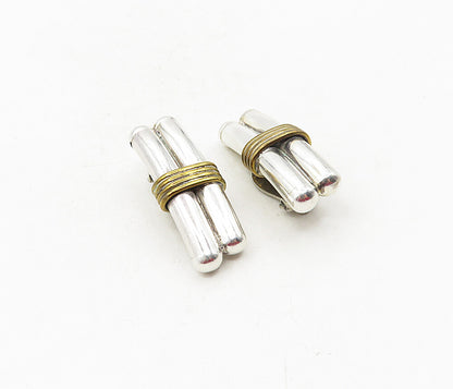 925 Sterling Silver  Vintage Two Tone Wrapped Non Pierce Drop Earrings  EG4727