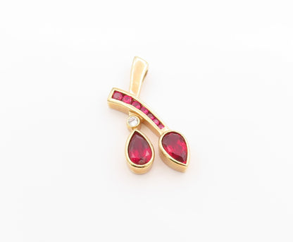 925 Sterling Silver Vintage Pendant Gold Plated Multi shape CZ Cherries  PT24796