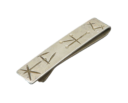 LEVIN 925 Sterling Silver  Vintage Shiny Etched Design Tie Clip  TR2741
