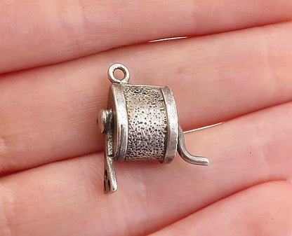 925 Sterling Silver  Vintage Petite Dark Tone Spinning Handle Pendant  PT3497