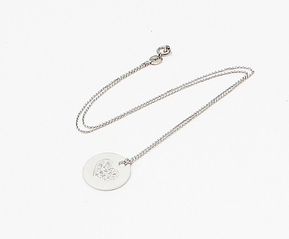 925 Sterling Silver  .12ctw Genuine Diamonds Heart Pendant & Chain  PT2443