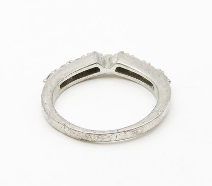 SETA 925 Sterling Silver  Vintage Cubic Zirconia Shiny Band Ring Sz 7  RG15951