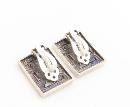 925 Sterling Silver Vintage Earrings MMA Rectangle Framed Celtic Knots  EG13277