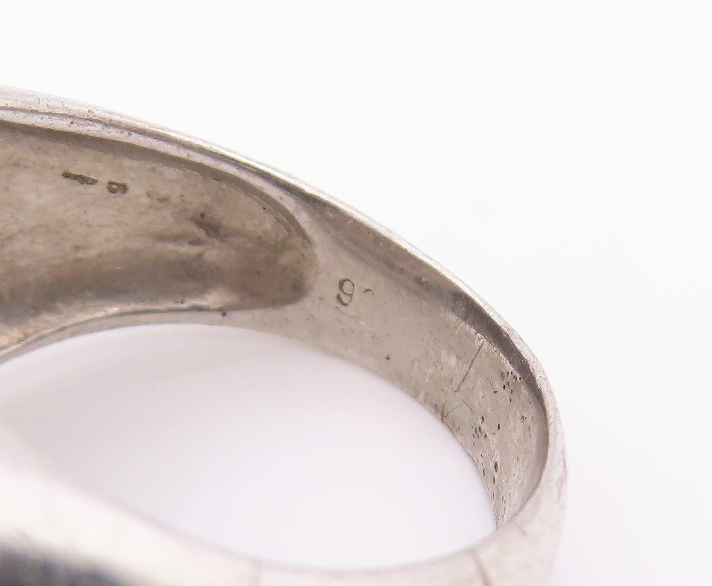 925 Sterling Silver Vintage Ring Diamonds Inlay Lovers Names Etched Sz 7 RG33188