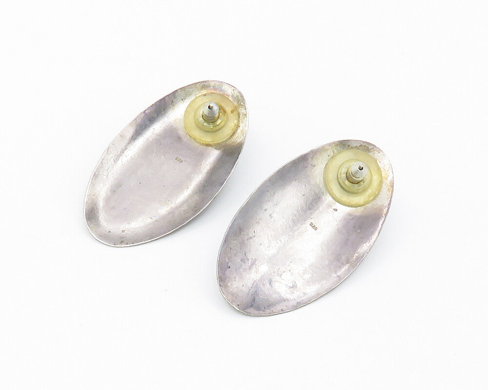 925 Sterling Silver   Vintage Cabochon Cut Malachite Drop Earrings  EG7455