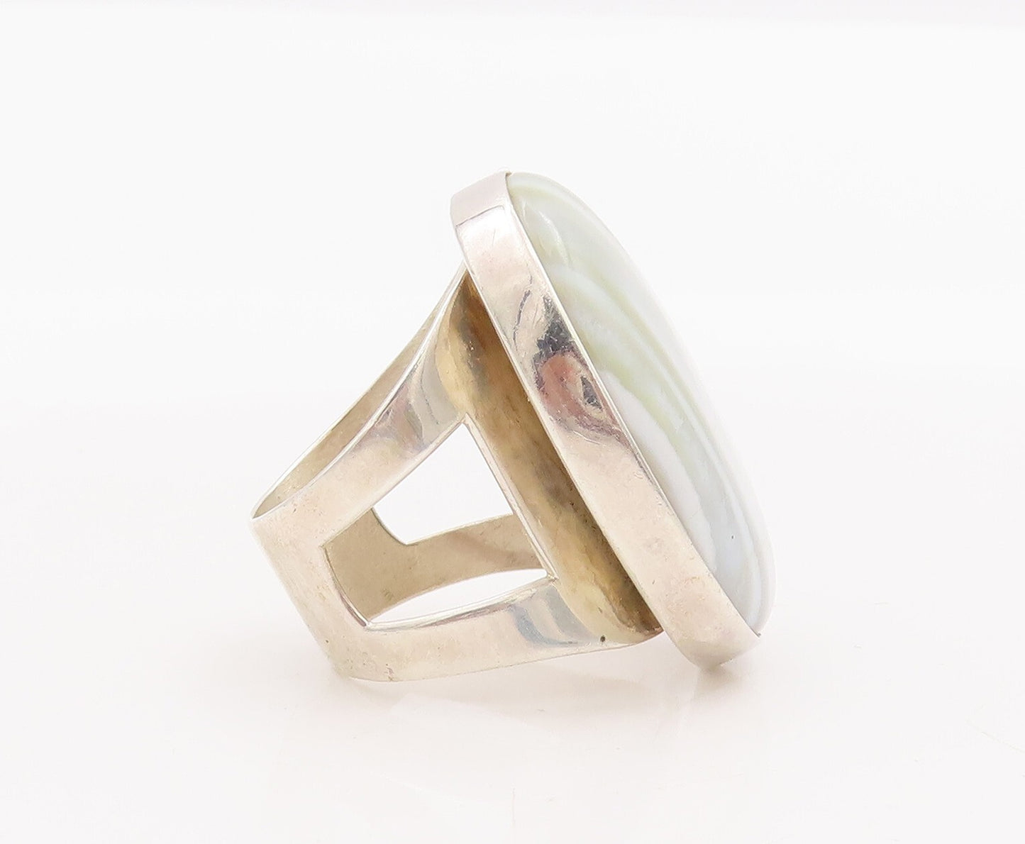 925 Sterling Silver Vintage Ring DTR JAY KING Oval Laced Marble  Sz 7  RG28786