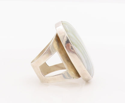 925 Sterling Silver Vintage Ring DTR JAY KING Oval Laced Marble  Sz 7  RG28786