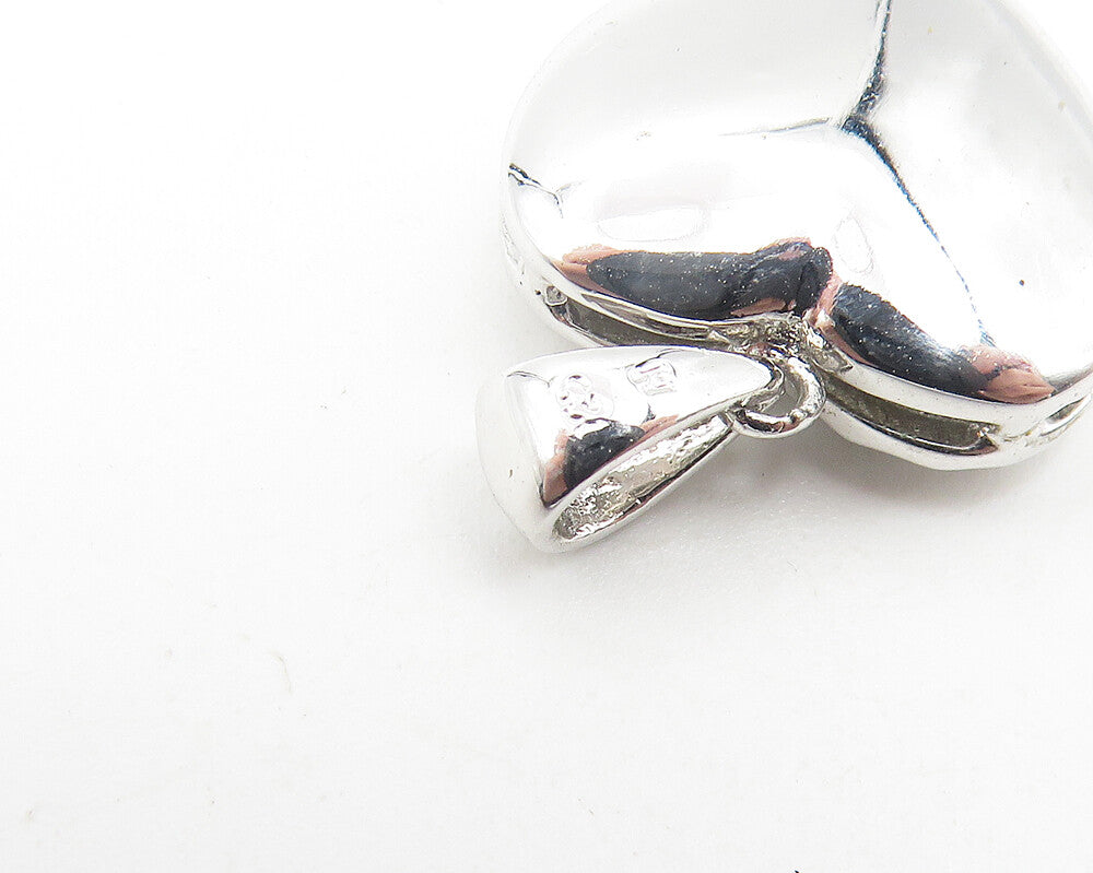 925 Sterling Silver  Shiny Petite Hammered Love Heart Drop Pendant  PT8695