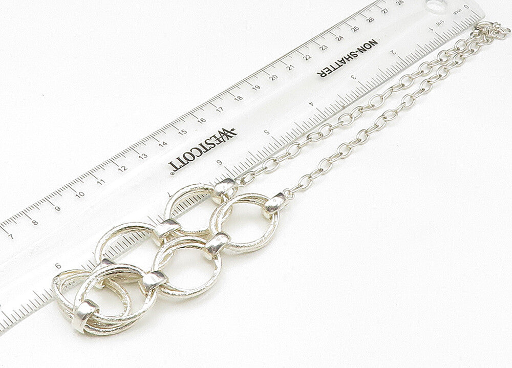 925 Sterling Silver  Vintage Shiny Open Oval Link Chain Necklace  NE3731