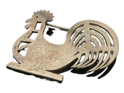 AARFAC 925 Sterling Silver  Vintage Dark Tone Rooster Motif Brooch Pin  BP5019
