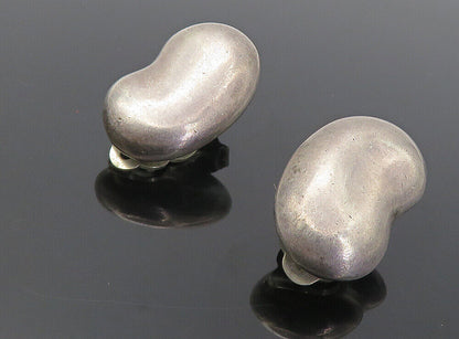 MEXICO 925 Sterling Silver  Vintage Hollow Bean Non Pierce Earrings  EG4021