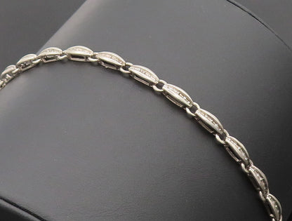 925 Sterling Silver  Vintage Inlay Diamond Band Valley Link Bracelet  BT10120