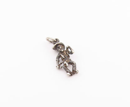 925 Sterling Silver  Vintage Pirate Man Motif With Stick Charm Pendant PT21639