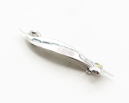 BOND BOYD 925 Sterling Silver  Vintage Blue Topaz Leaf Brooch Pin  BP4022